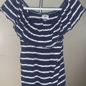 Navy + White Off Shoulder Tshirt